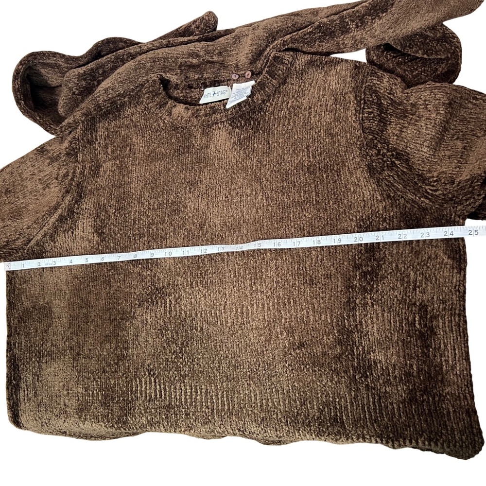 White Stag Woodland Brown Chenille‎ Cozy  Sweater with scarf XL - Picture 5 of 7